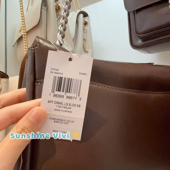 NWT Coach Elodie Crossbody Bag Shiny smooth leather CCF09 Maple Silver - Picture 3 of 11